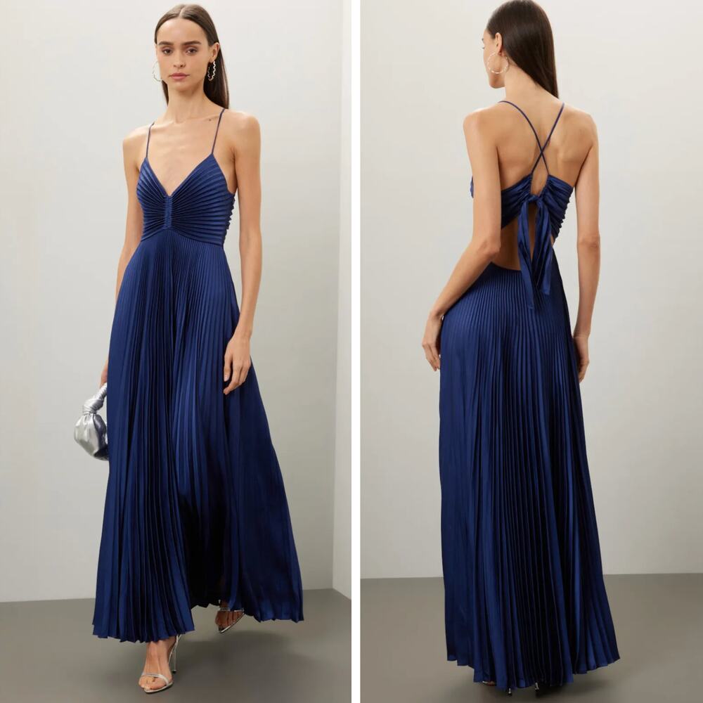A.L.C. Navy Aries Pleated Dress Size 4